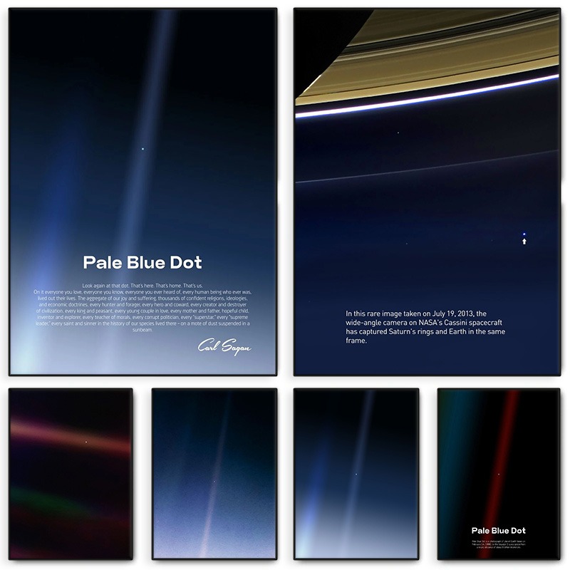 Star Map Poster - Poster cetak titik biru pucat Voyager