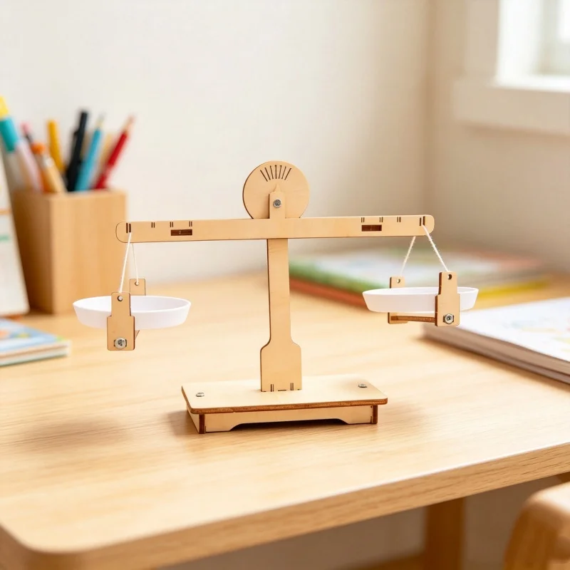Science Project Physics - Kit Perakitan Timbangan Keseimbangan Kayu DIY,